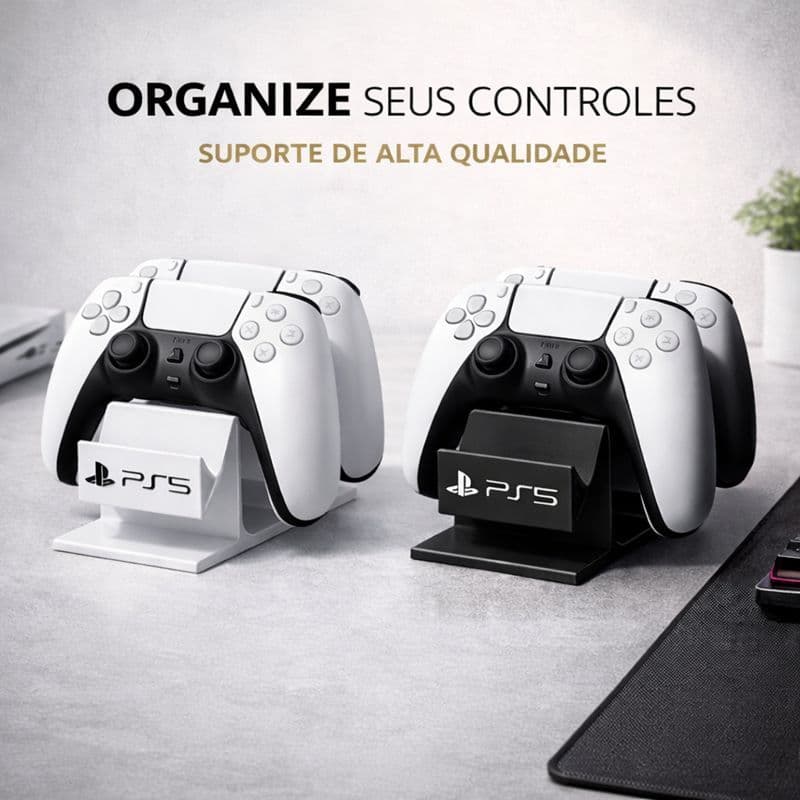 Suporte para Controle PS5 | Organizador de Mesa para DualSense | Base Resistente