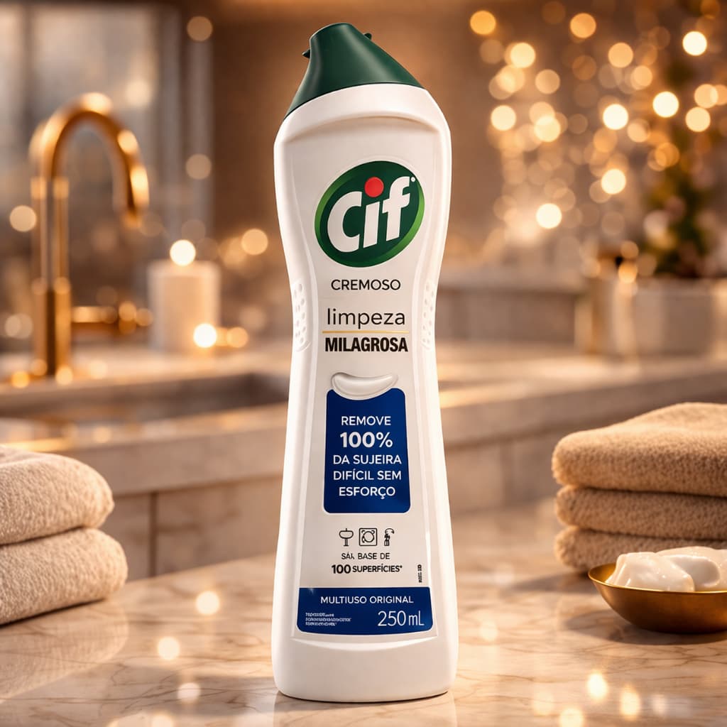 Cif Cremoso Limpeza Milagrosa 250ml Multiuso Remove Gordura Pesada e Sujeira Difícil Sem Esforço