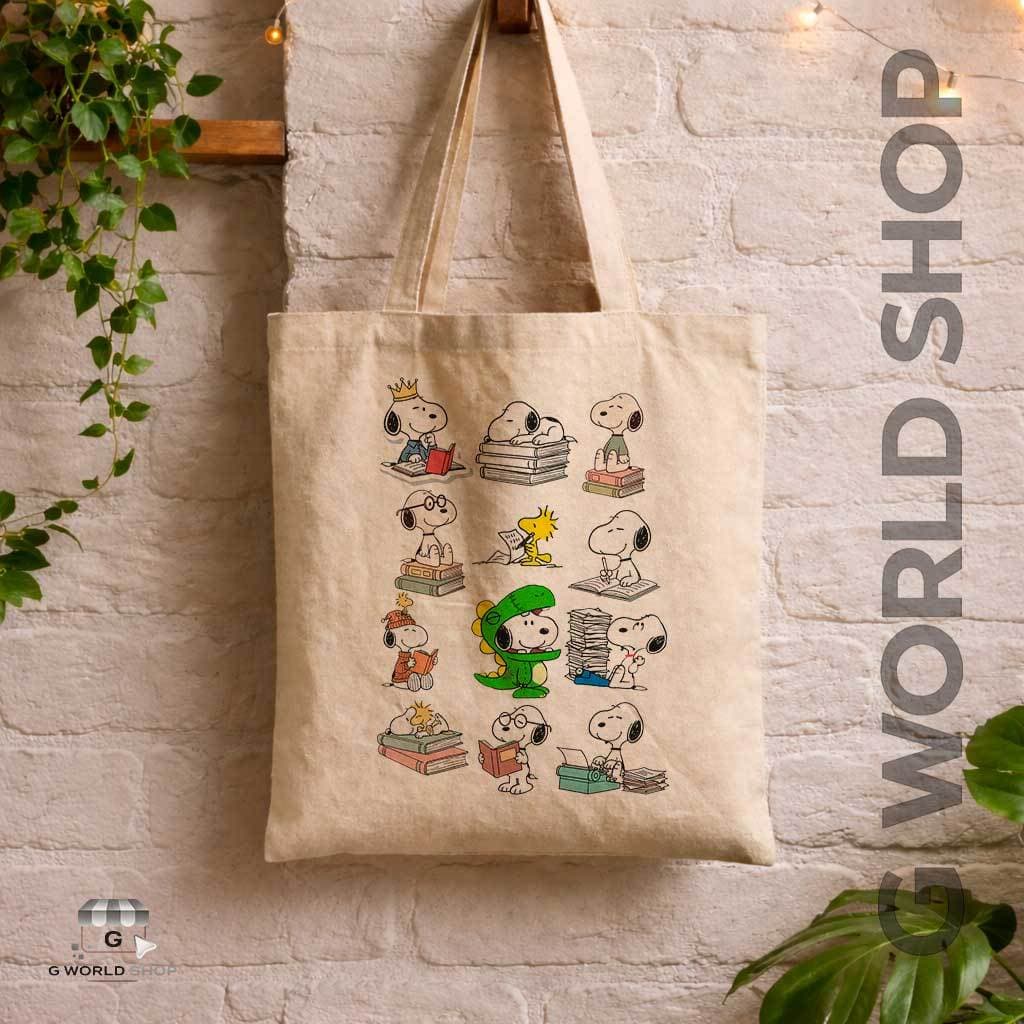 Bolsa Ecobag Sacola Ecológica Estampada Desenho Vários Snoopy Estudo Leitura Tecido Algodão Envio Imediato