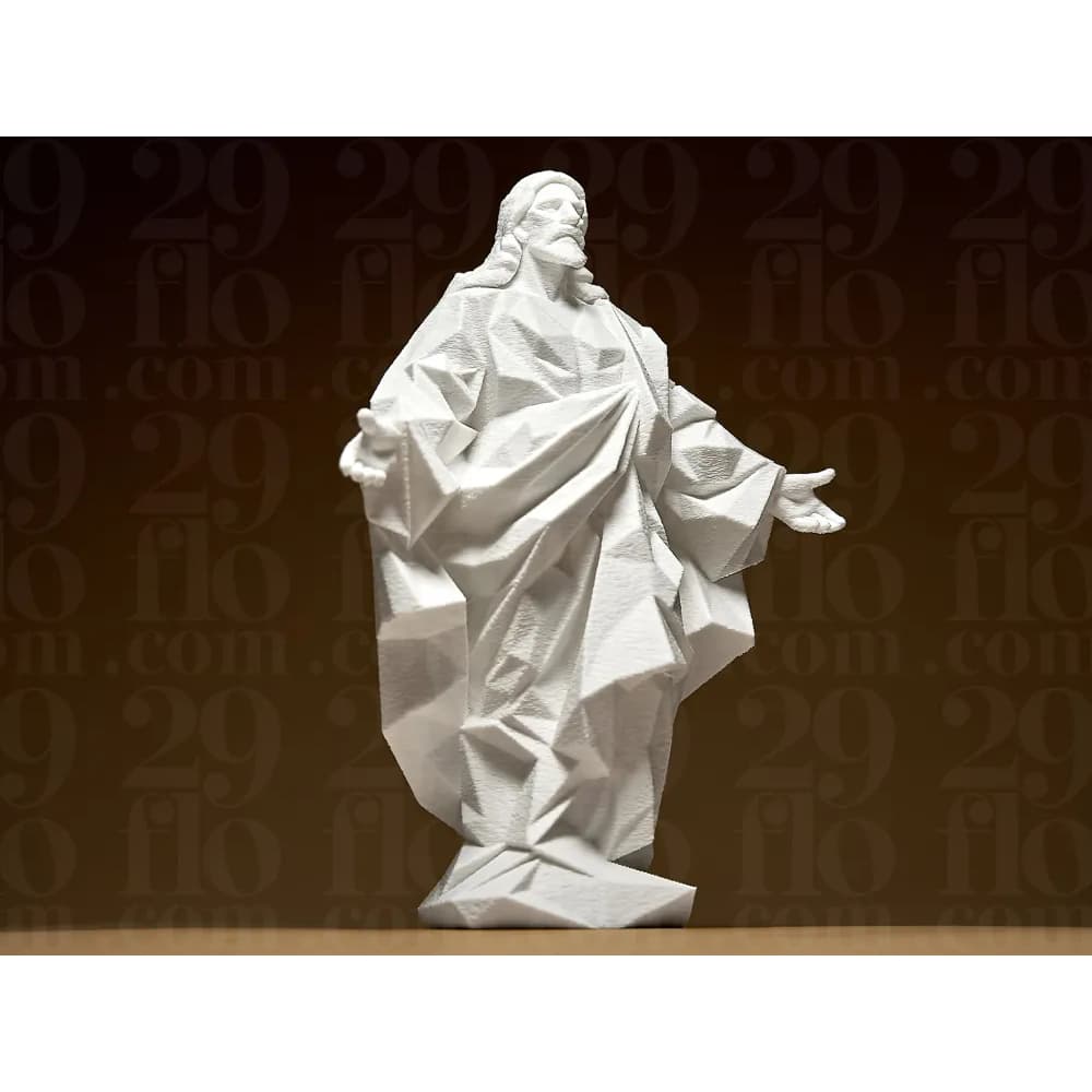 Estátua geométrica de Jesus 17Cm Plástico premium resistente