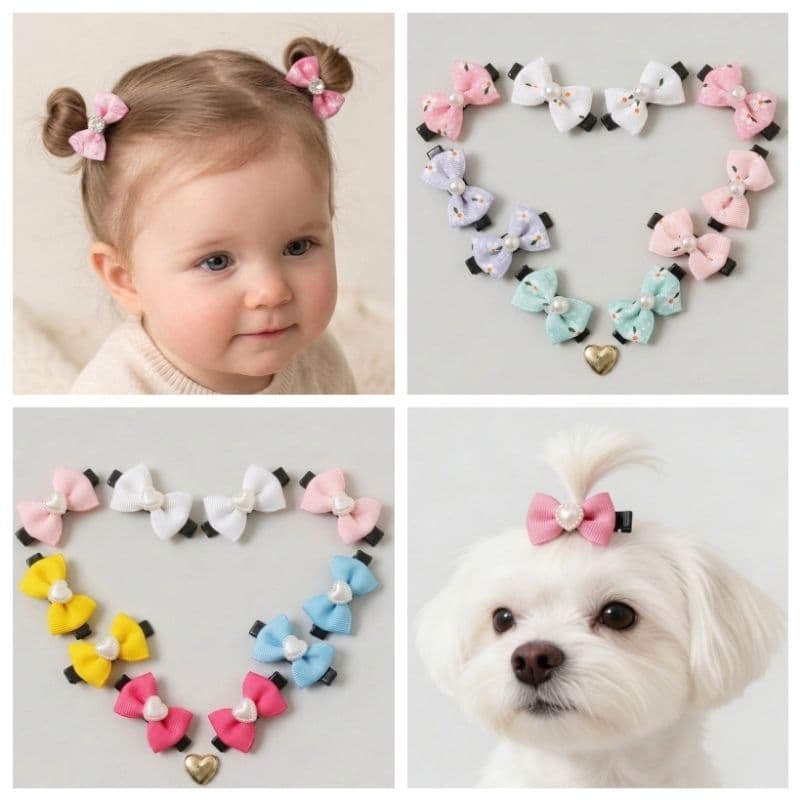 Kit 10 Peças Presilhas de Laço Premium - Elegância e Fofura para Sua Princesa ou Pet