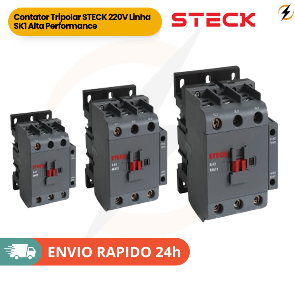 Contator Tripolar STECK 220V Linha SK1 Alta Performance