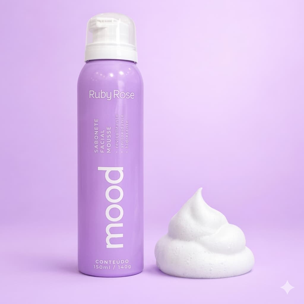 Sabonete Facial Mousse Ruby Rose Mood Limpeza Revitalizante Espuma Cremosa Hidratante Antioxidante Skincare Hidratante