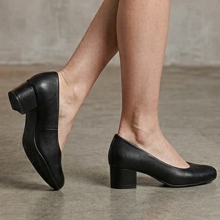 Sapato  Social Feminino Bico Redondo Salto 5 cm Confortável e Dinâmico Cor Preta Diversas Numerações