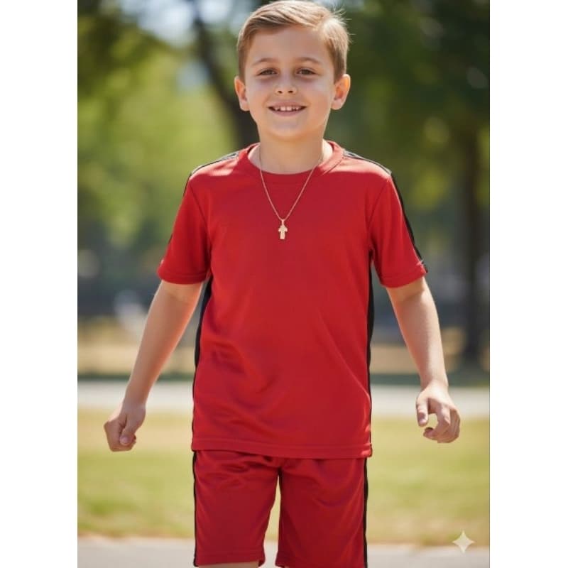 Kit Conjunto Juvenil Camisa + Shorts Masculino Dry-Fit > Manga curta.
