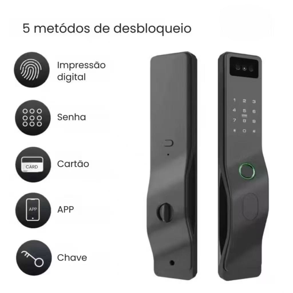 Fechadura Digital Inteligente Wireless – Biometria, Senha, Tag, App e Chave Tradicional (ALPHA 201)