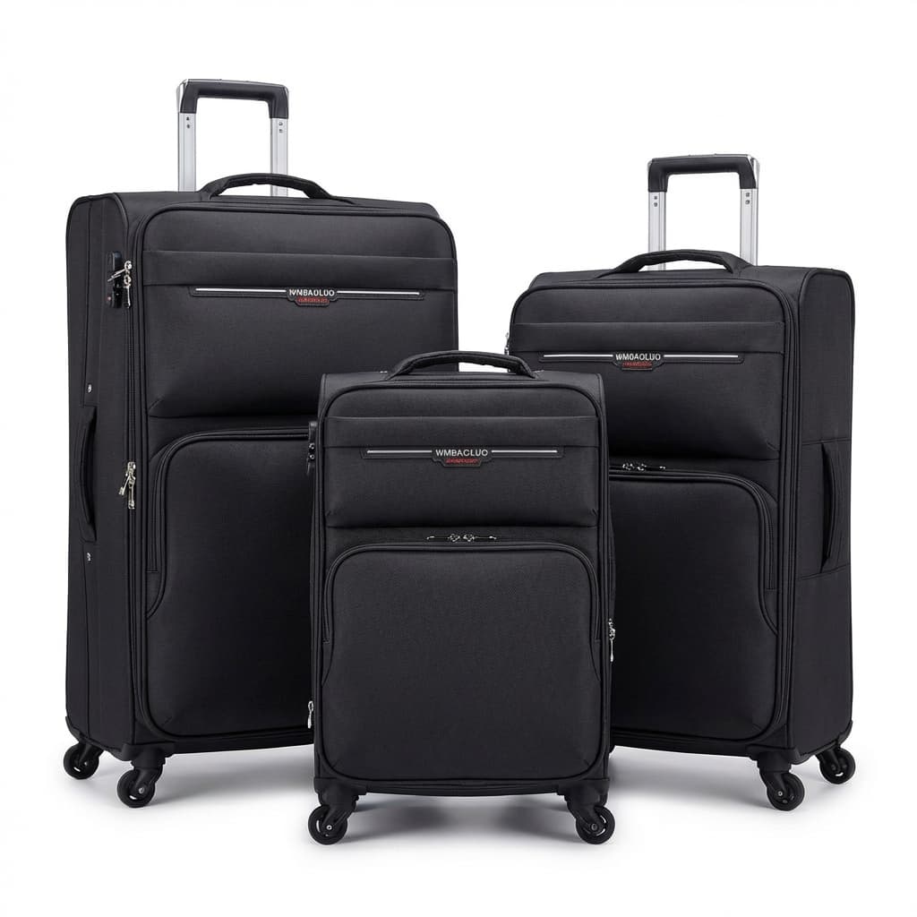 Conjunto 3 Malas Viagem PMG Tecido com Rodas 360° 10kg 23kg 32kg Leve Resistente Alta Qualidade