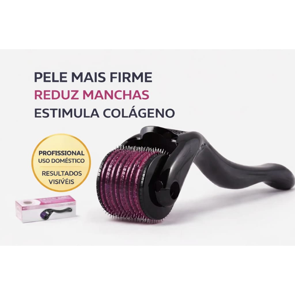 Dermaroller 540 Agulhas Microagulhamento Facial Estimula Colágeno Reduz Manchas Linhas Estrias Pele Firme