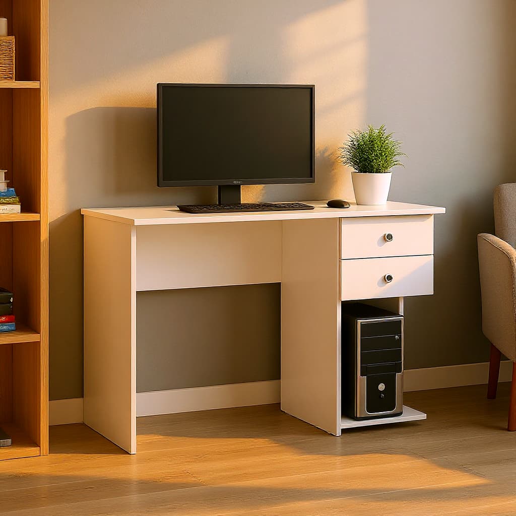 Escrivaninha Gamer Com 2 Gavetas Mesa Para Computador com Suporte CPU Quarto Jogar Eficiente Moderna