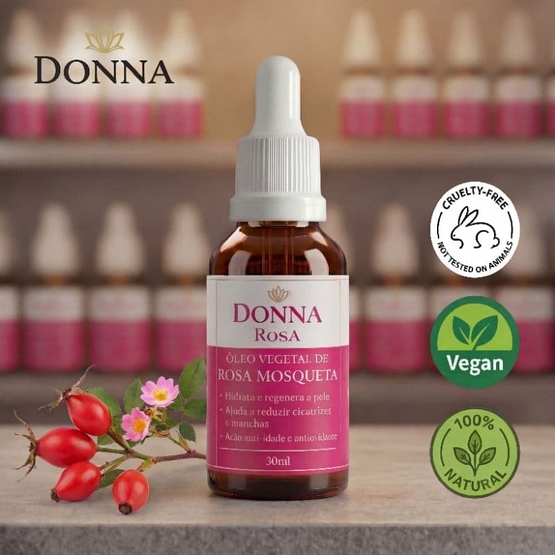 Óleo vegetal de Rosa Mosqueta Rubiginosa 100% Puro - Donna Cosméticos - 30ml