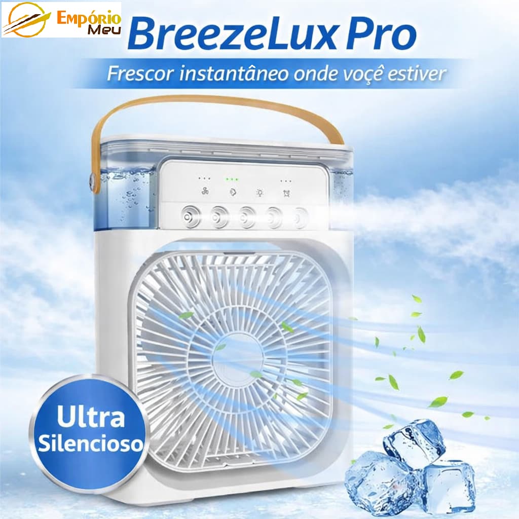 Ventilador Climatizador Compacto Portatil USB Recarregavel Silencioso Branco