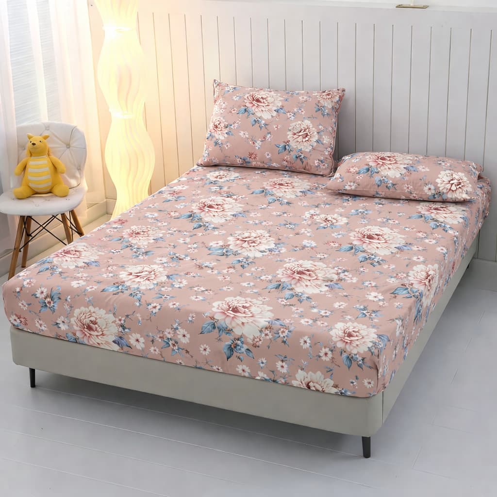 Jogo de Lençol 400 Fios Micropercal com Elástico Ponto Palito Solteiro Casal Queen Estampado Premium