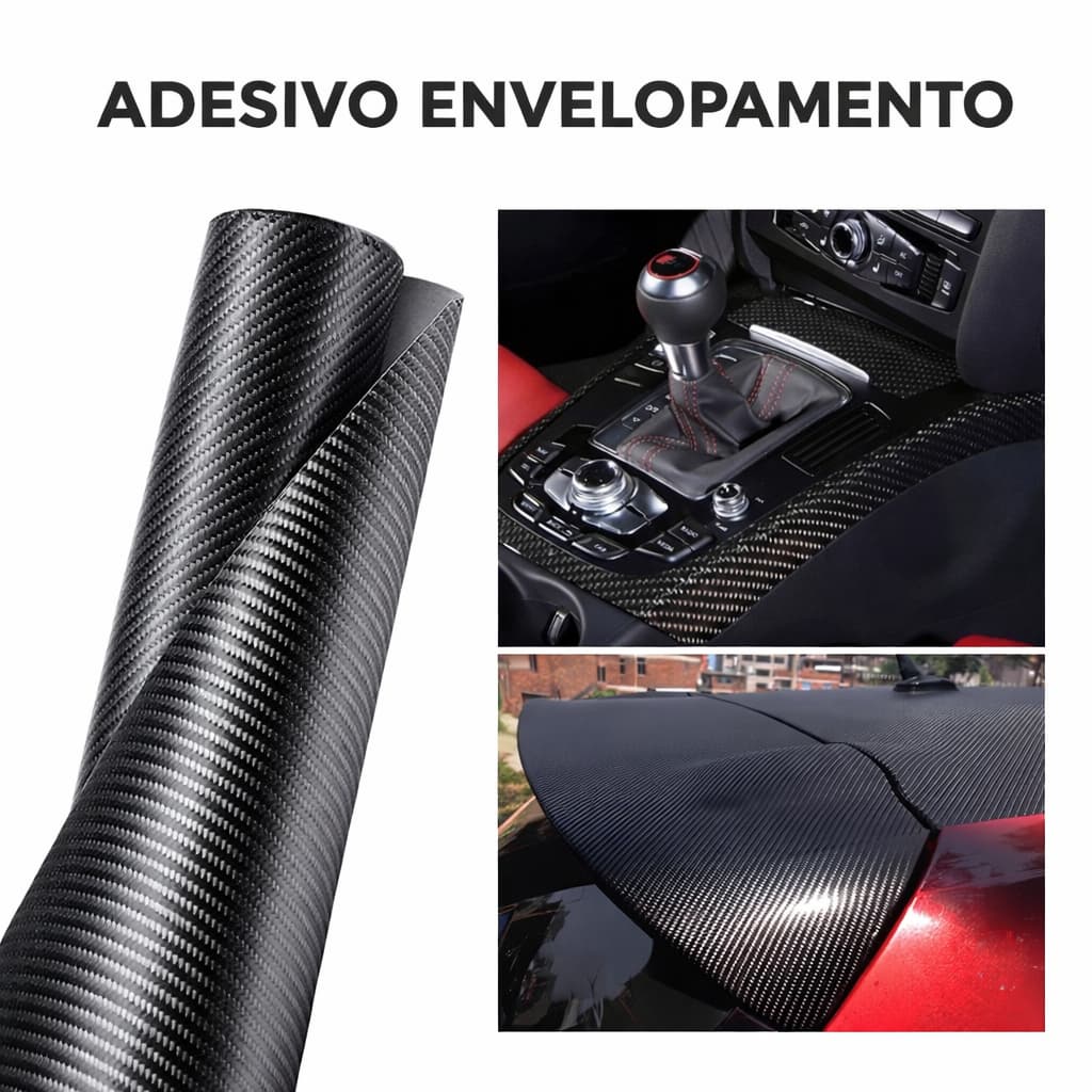 Adesivo Envelopamento Automotivo Fibra de Carbono 4D e 5D 50cm*100cm Preto LULU