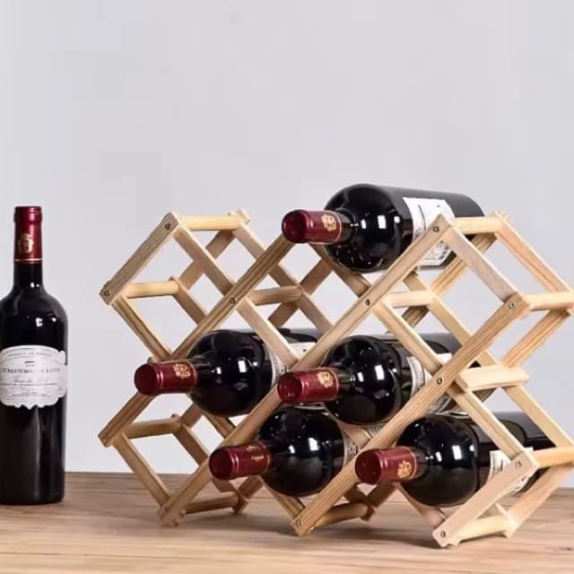 Suporte Porta Vinho Adega Portátil Madeira Bambu 10 Garrafas - Linha Premium