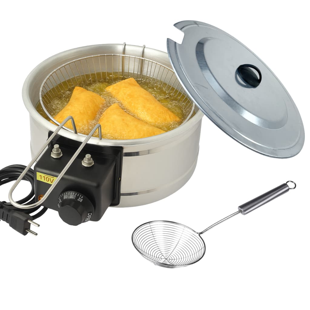 Kit Fritadeira Elétrica Tacho 5l com Tampa e Escumadeira para retirada de Alimentos