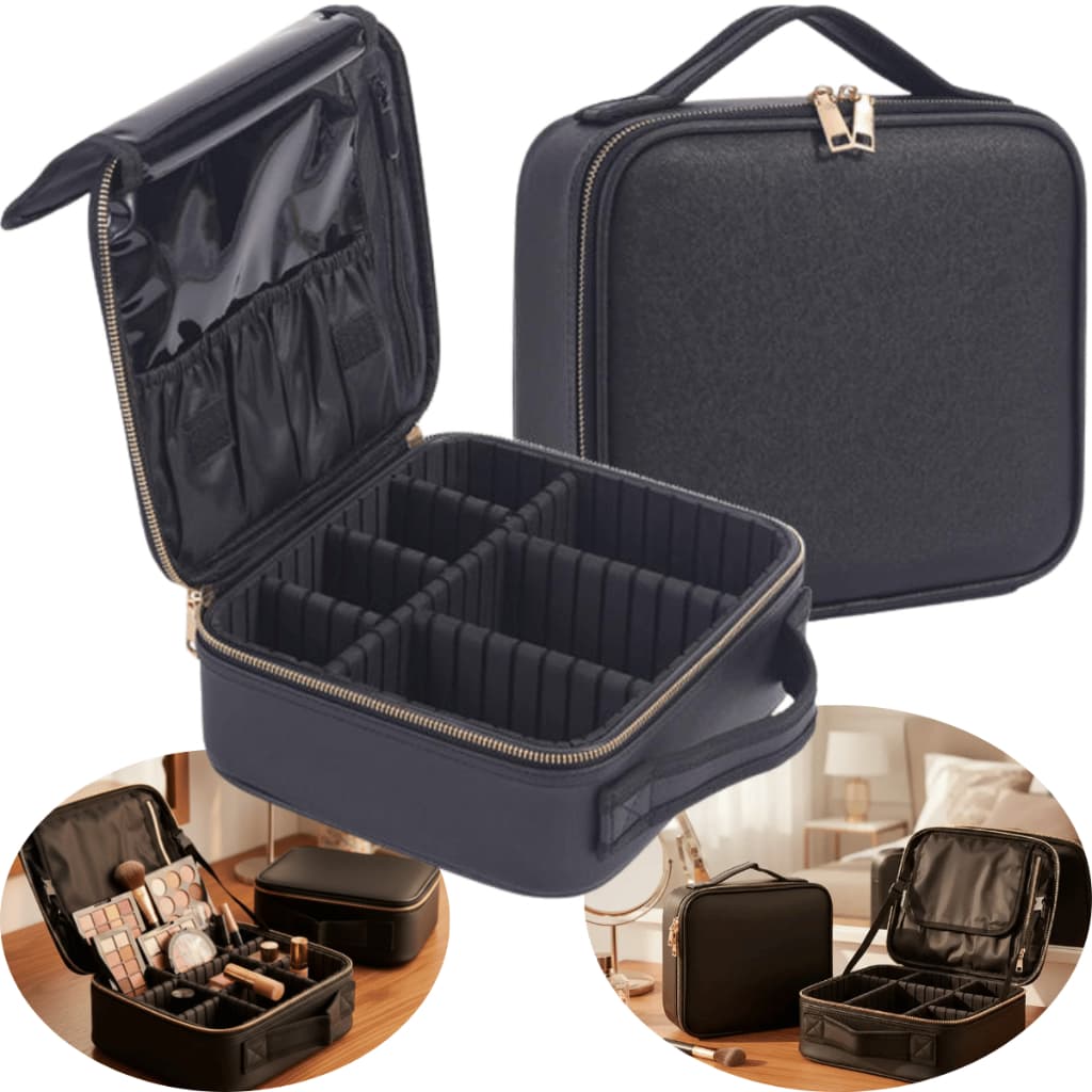 Bolsa Organizadora Maquiagem com Divisórias Ajustáveis Porta Pincéis Makes Produtos Viagem