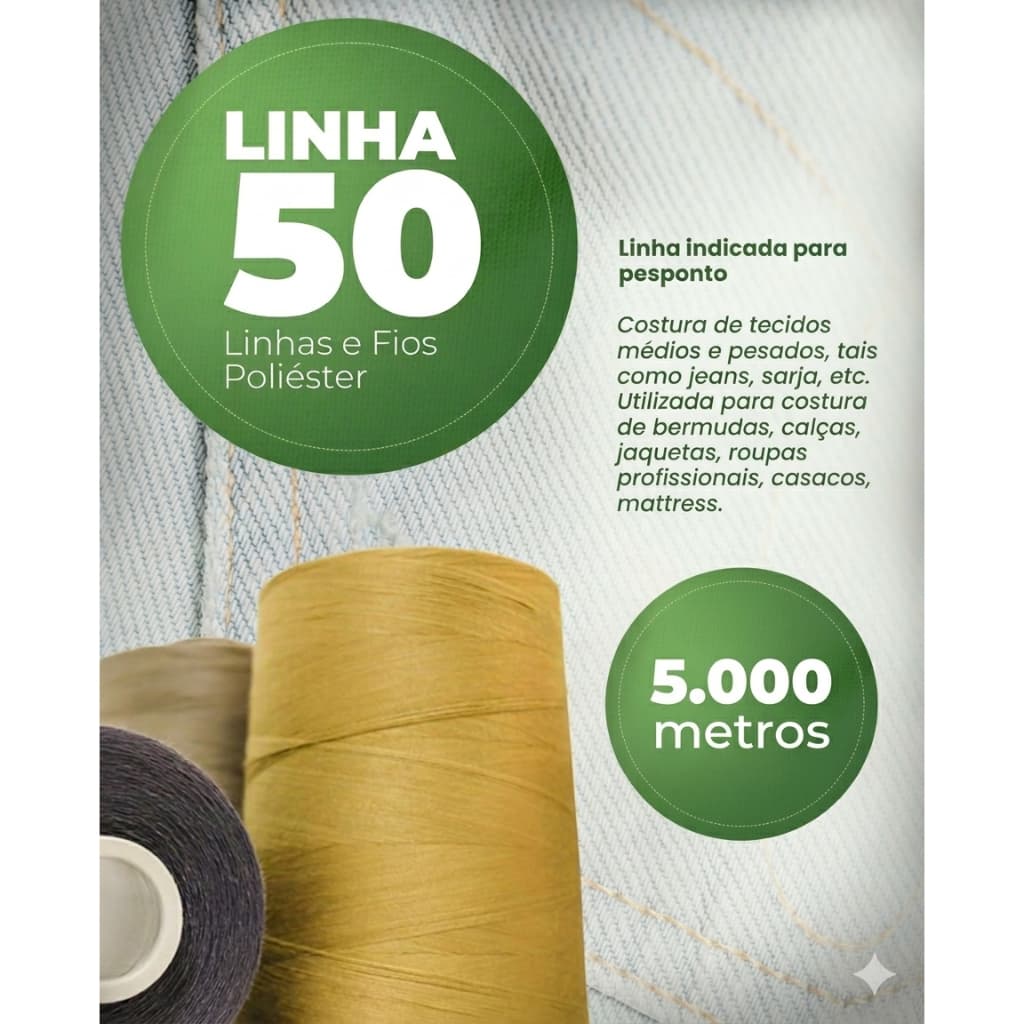 Linha para costura Pesponto 50 com 5.000m