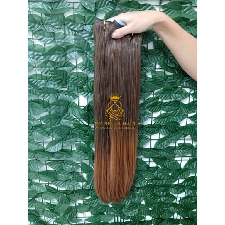 Aplique de Cabelo na Fita Adesiva Semi Humano Russo Liso 70cm Californiana Fibra Russa