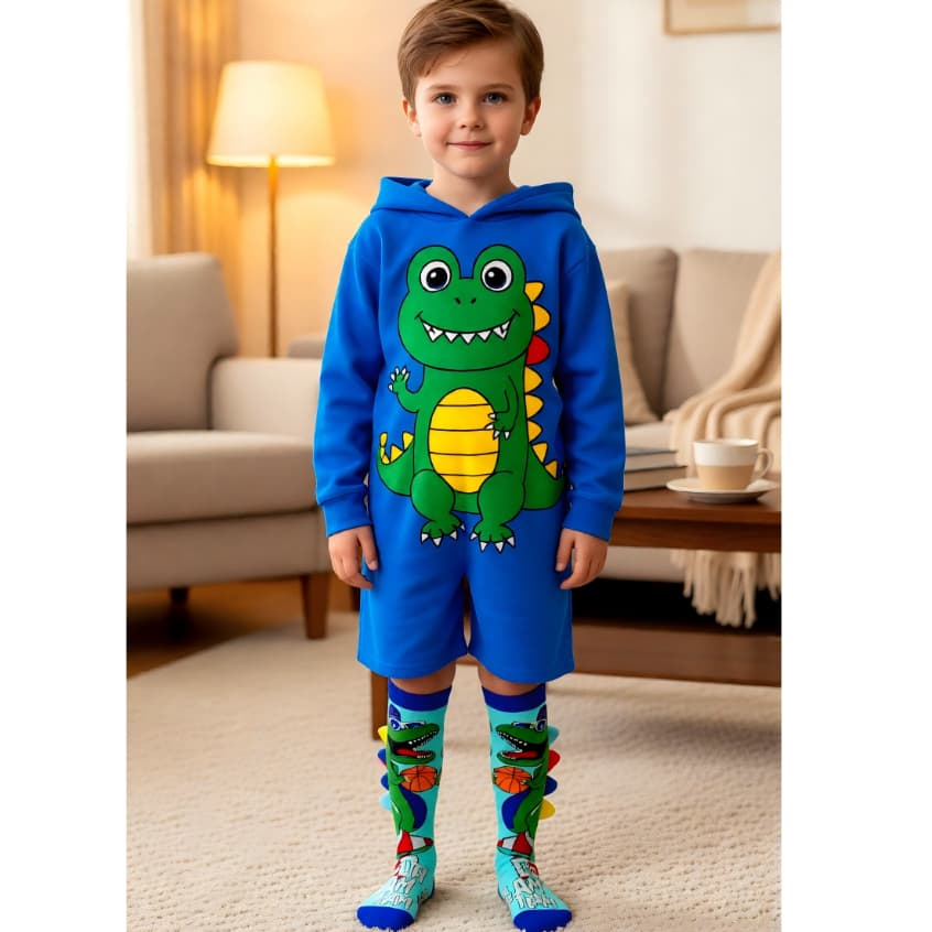 Meias infantis com estampa 3D de desenhos animados - Meias até o joelho, divertidas, coloridas e perfeitas para festas.