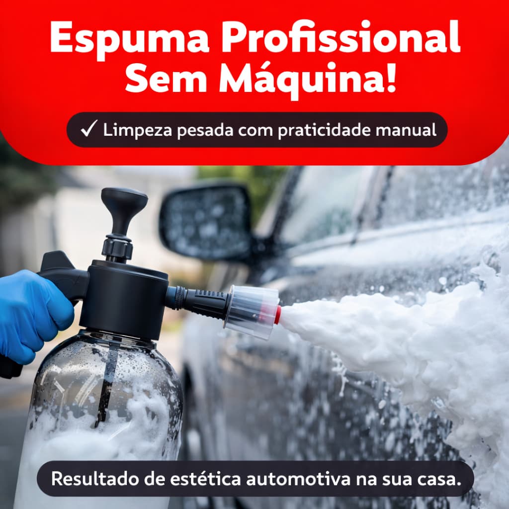 Pulverizador Snow Foam 2L Alta Pressão Manual Profissional Espuma Ativa Carro Moto 3 Bicos