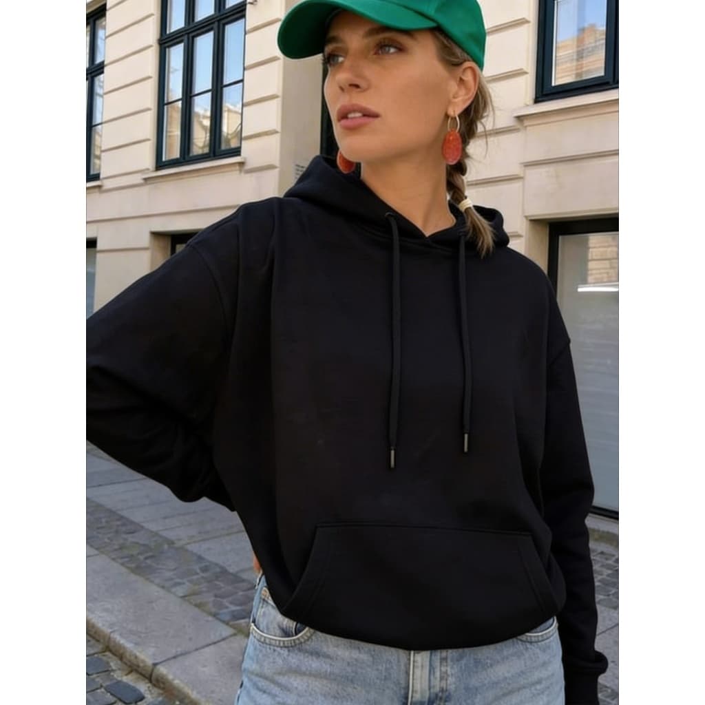 Moletom Canguru Flanelado Oversized Feminino Liso com Capuz Inverno 2026