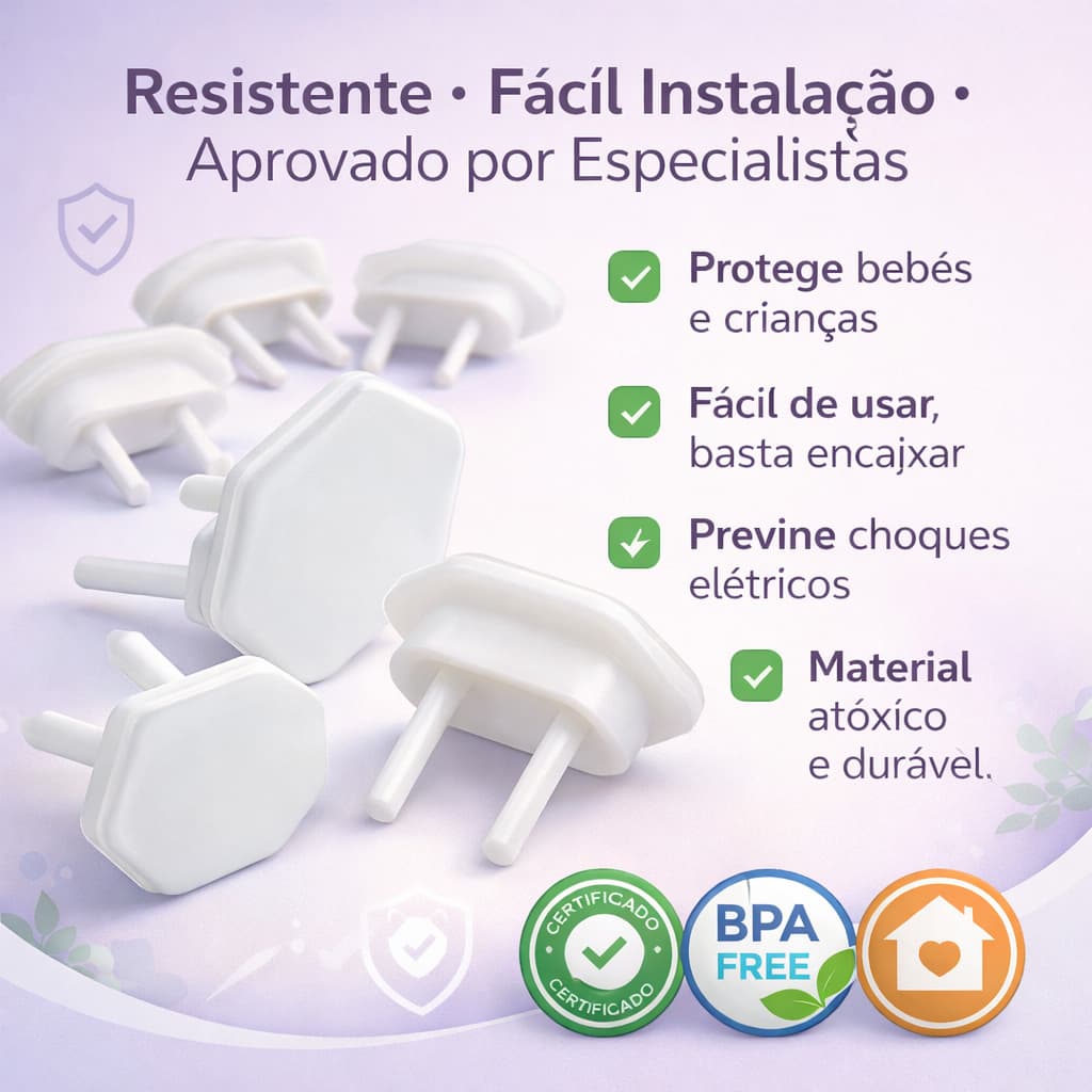 Protetor Tomada Bebe Tampa de Tomada Seguranca Infantil Protetor de Tomada Branco Kit