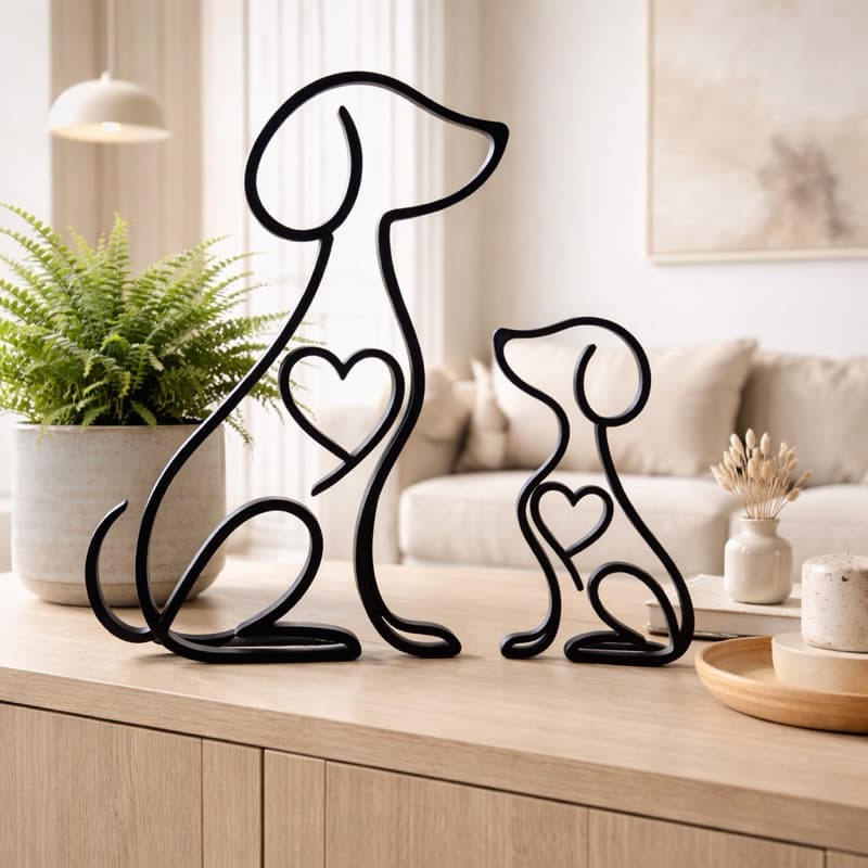 Kit Escultura Cachorro Minimalista Premium Decorativo Moderno Elegante Sala Quarto Alta Qualidade