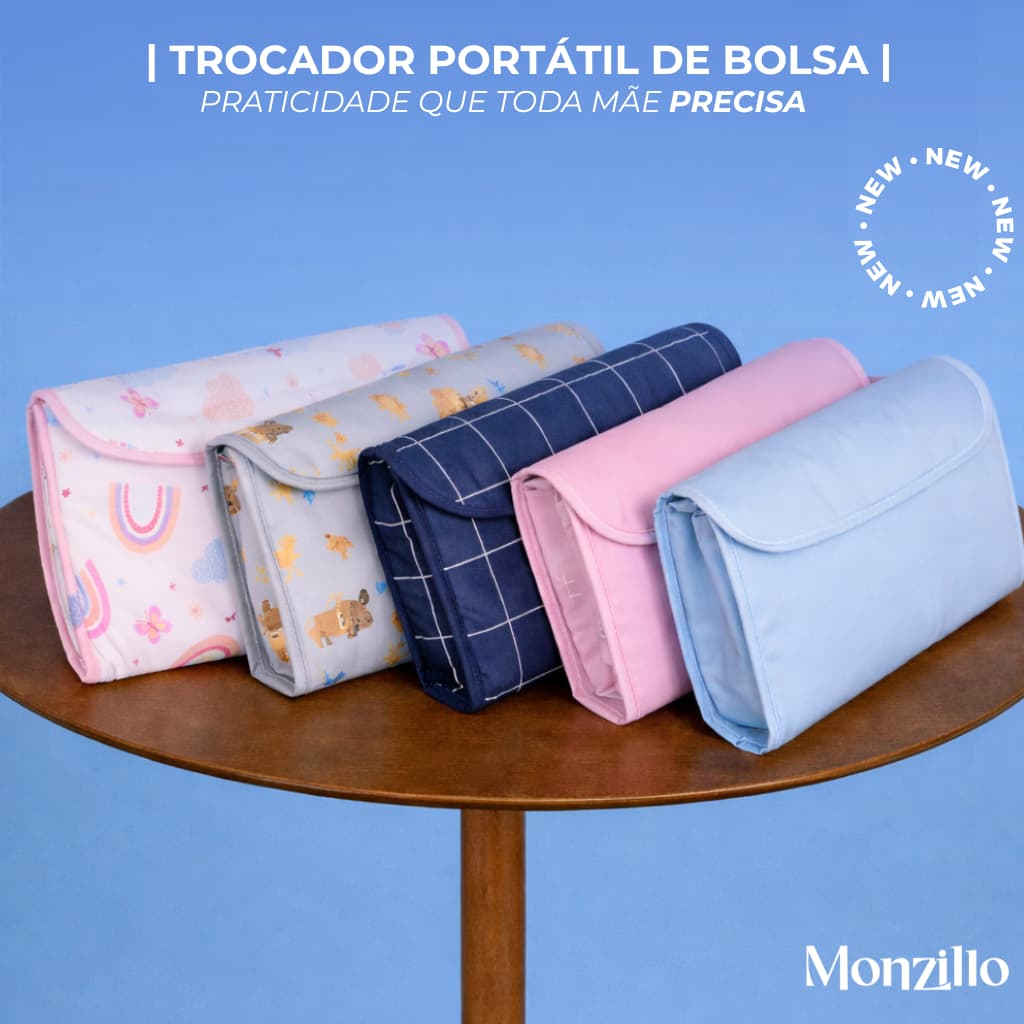 TROCADOR DE BOLSA | TROCADOR PORTÁTIL | ACOLCHOADO |DOBRÁVEL |COM BOLSO | ESTAMPAS E LISOS