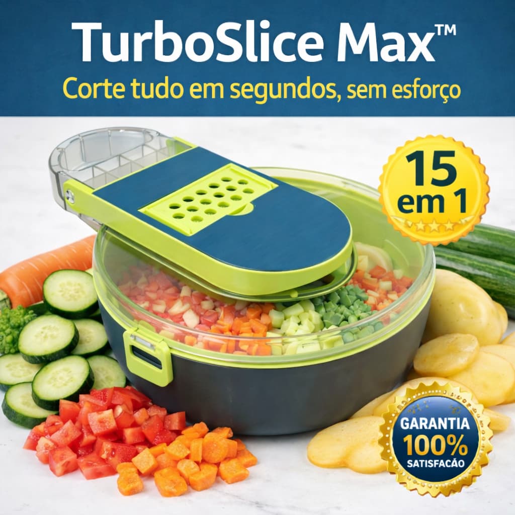 Ralador e Fatiador de Legumes 15 em 1 Multifuncional com Recipiente – Cortador Manual Rápido e Seguro para Cozinha