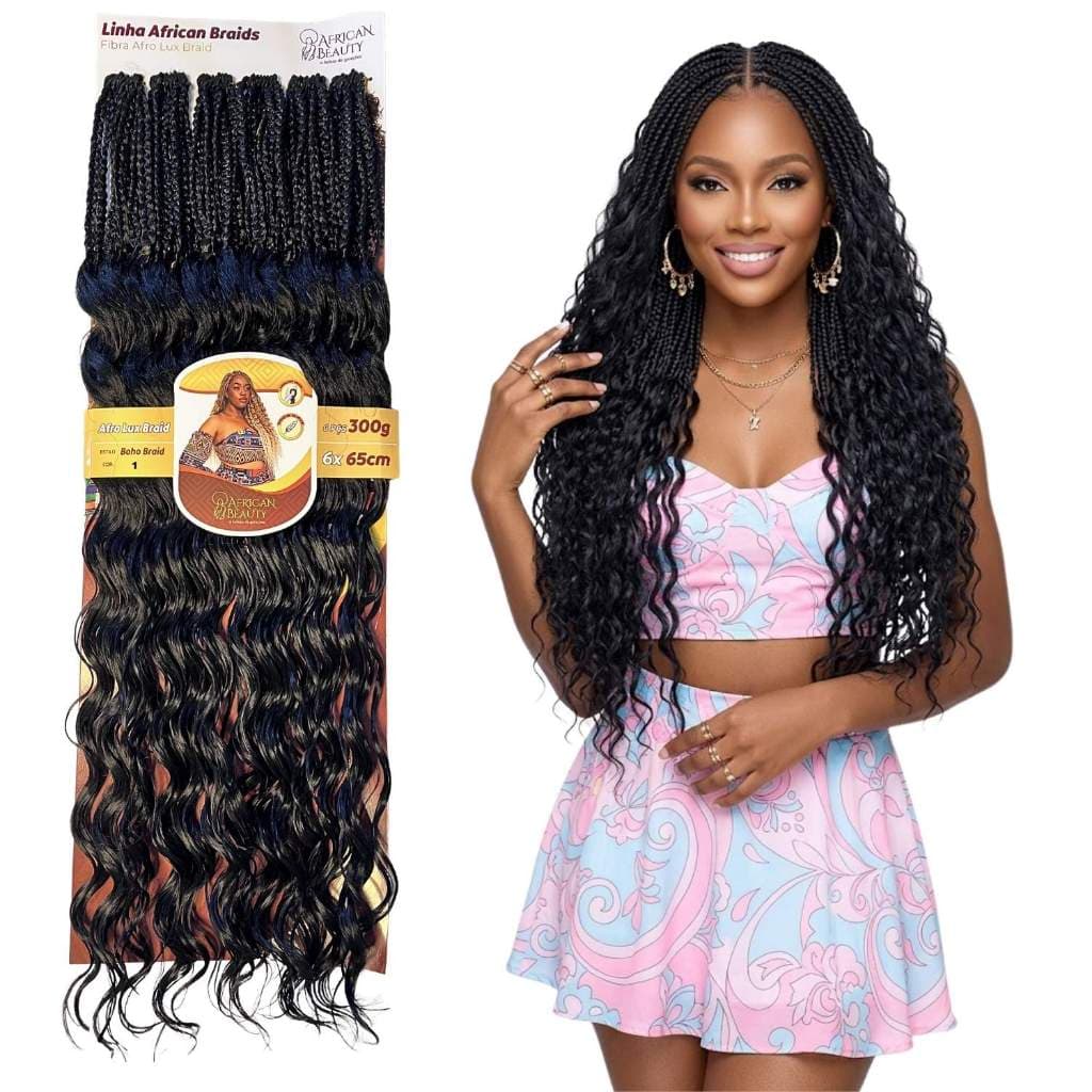 Aplique Cacheado Trança Boho Braid 65cm African Beauty 300gr+ Anéis