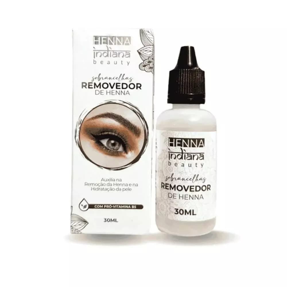Removedor de Henna Sobrancelhas 30ml Indiana Beauty Pró Vitamina B5 Hidratação da Pele e Remoção