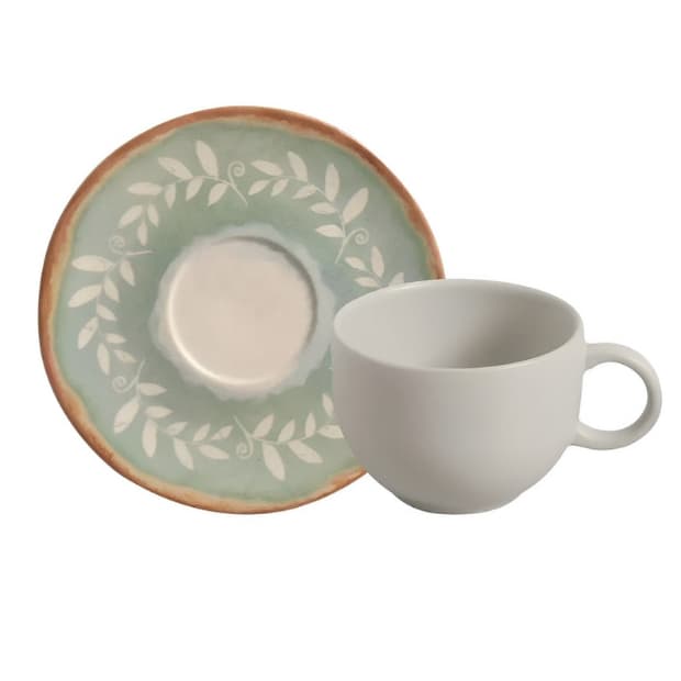 Xícaras De Chá Com Pires Coup Stoneware New Mediterrâneo 230ml Porto Brasil