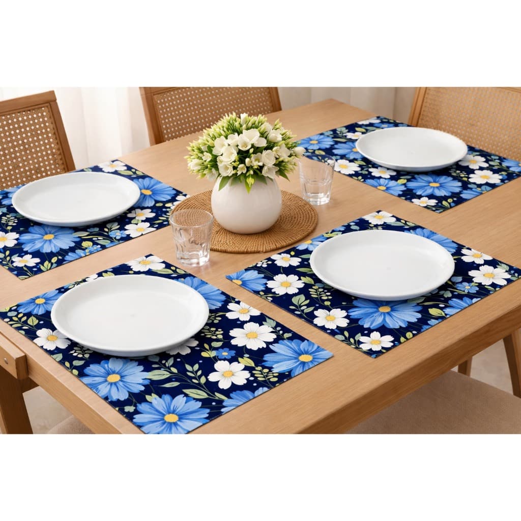 Jogo Americano Premium 4 Peças em Tecido Sublimado Floral | Mesa Posta Elegante | Jogo Americano Moderno