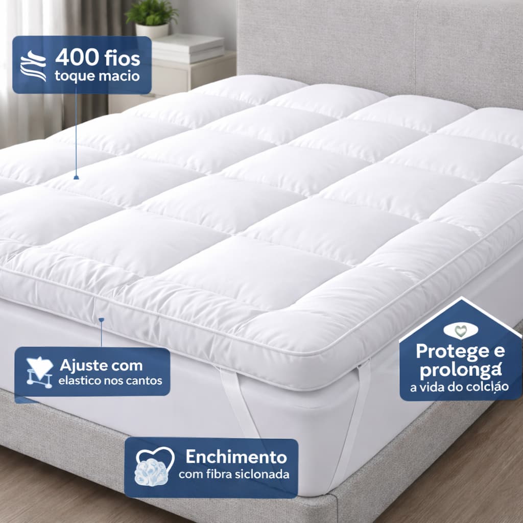Pillow Top King Size 400 Fios Premium – Macio, Matelado e Confortável
