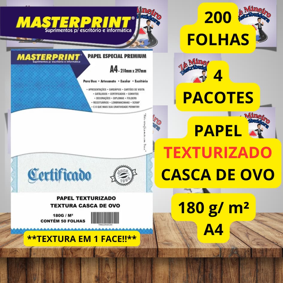 Papel Textura Casca de Ovo 180g Branco A4 Masterprint Artesanato Premium Diplomata