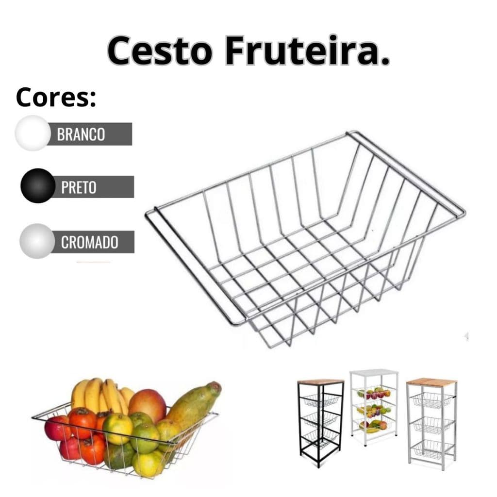03 Cestos Gaveta Fruteira Aramado Para Planejados e Mesas.