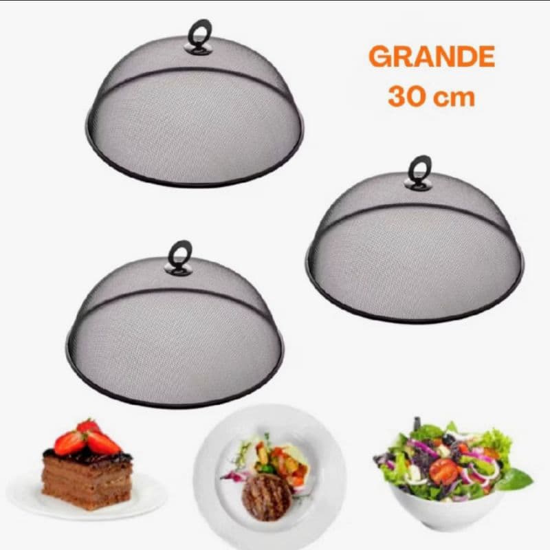 Tela Protetora Para Alimentos Mosquiteira Em Metal Medio 19X30  PRETO, paes, bolos, torta, frutas