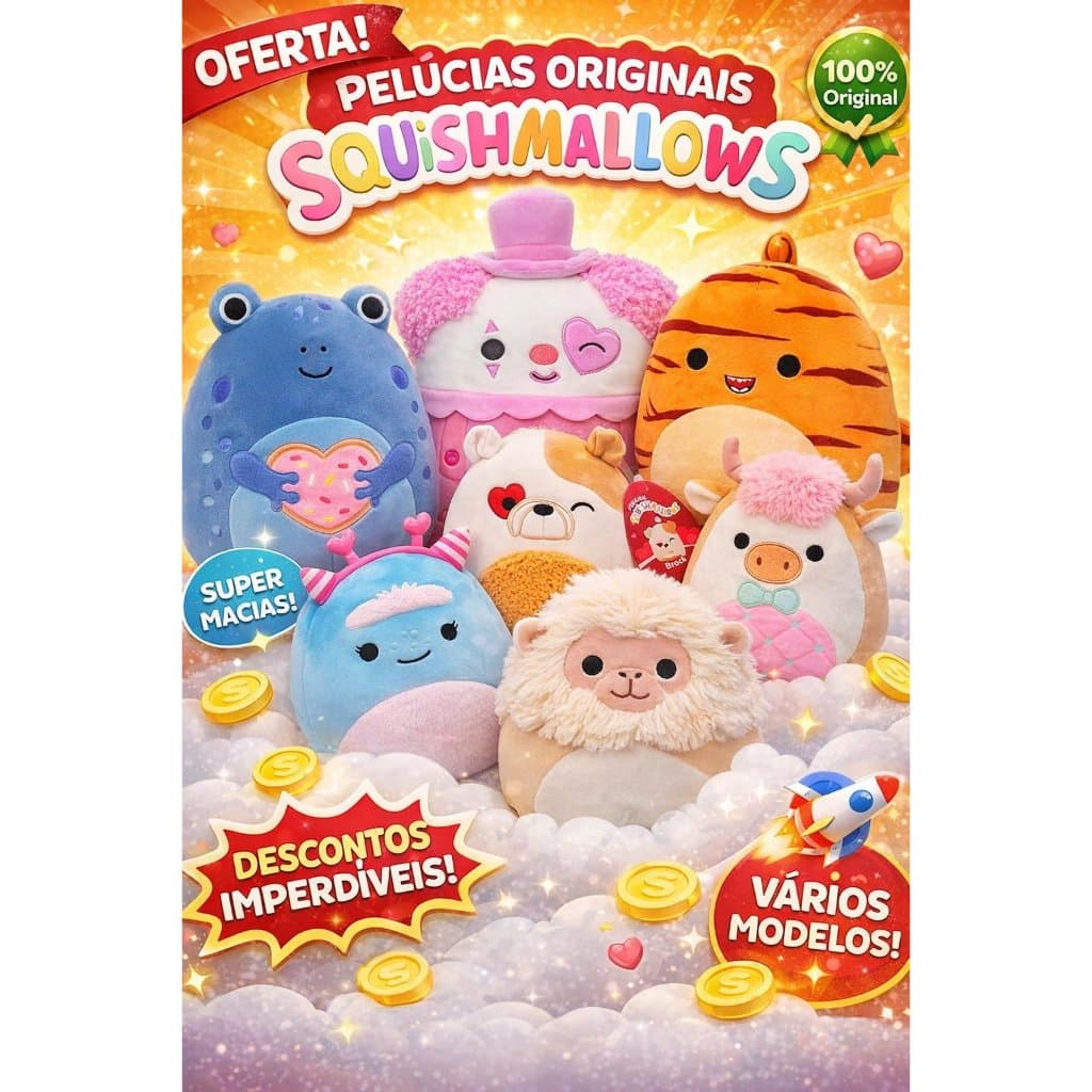 Pelúcias Originais Squishmallows 20cm – Super Macias e Fofinhas!