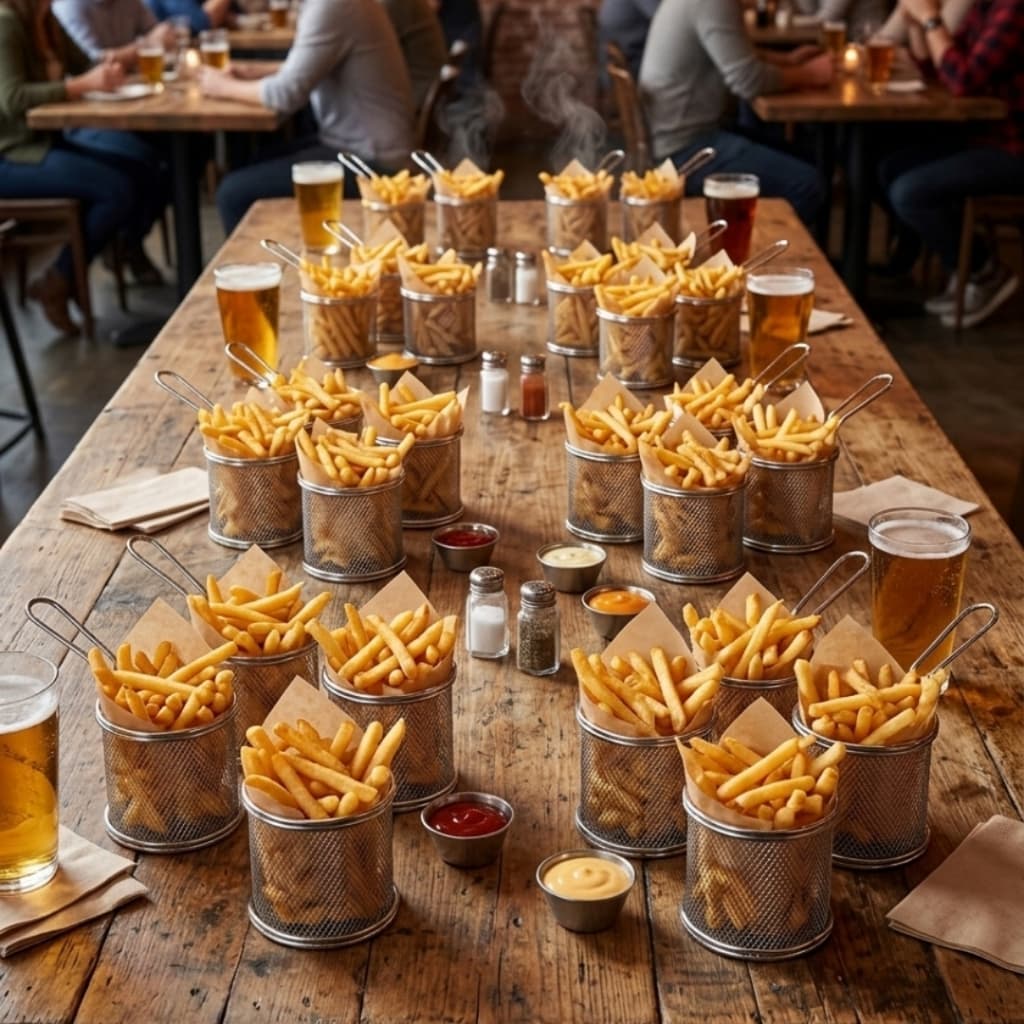 Mini Cestas Para Servir Porções De Petiscos Gourmet Batatas Fritas Onion Ring Frango Salgados
