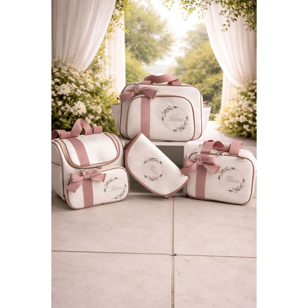 Kit De Bolsa Mala Maternidade Personalizado 4 Peças Super Luxo