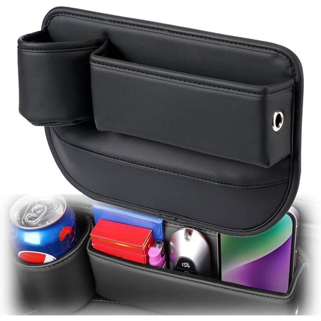 Organizador De Couro Para Assento De Carro, Console Multifuncional, Caixa De Armazenamento Lateral Com Suporte Copo