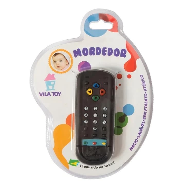 Mordedor de Silicone Vila Toy Bebê Controle Remoto Preto BPA Free