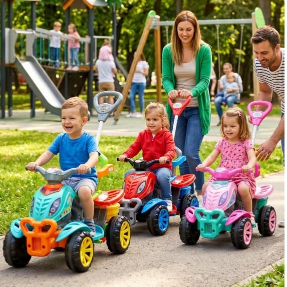 Quadriciclo Infantil 2 em 1 Passeio e Pedal com Guia Segurança até 30kg