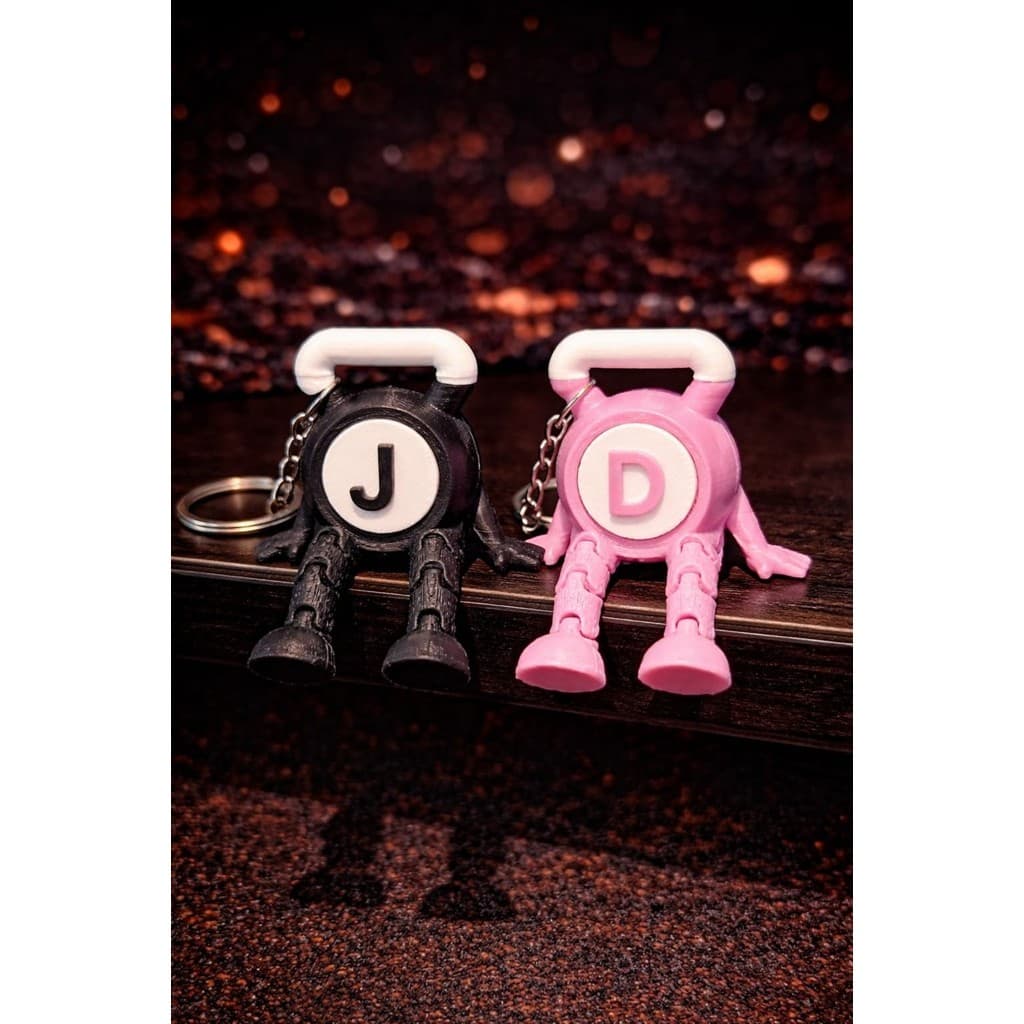 Chaveiro Fitness 3D Personalizado – Halter Academia articulado Presente Criativo Casal Personalizado Chaveiro Musculaçã
