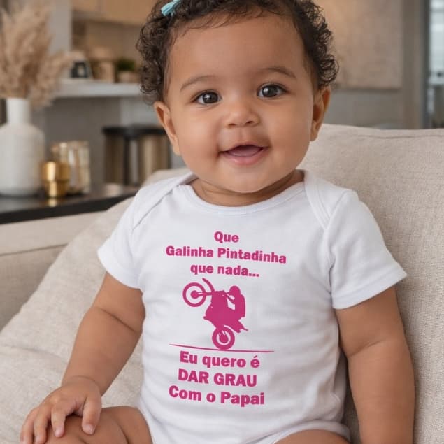 Body Moto Bebê MENINA Que Galinha Pintadinha Nada Eu Quero Dar Grau Body Bebê Trilha Com o PAPAI