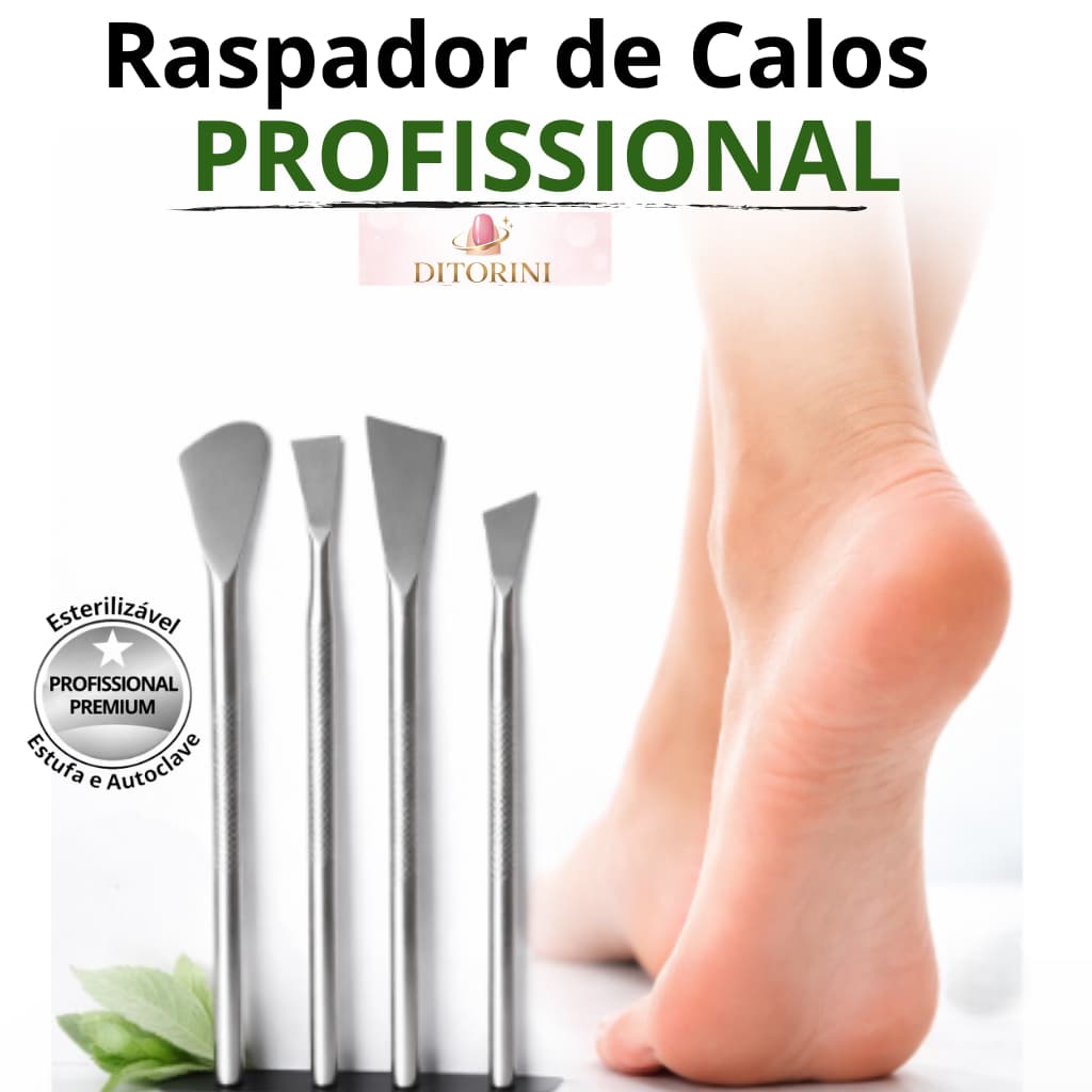Raspador de Calos Profissional Inox Pedicure Podologia Espátula Calcanhar Efeito Spa dos Pés