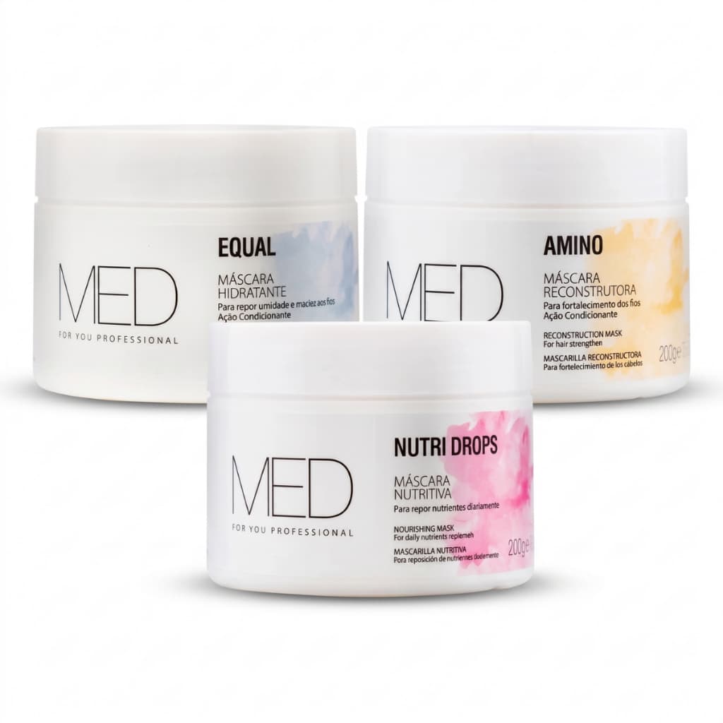 Kit Cronograma Capilar Med For You - 3 Máscaras 200g (Hidratação, Nutrição e Reconstrução)