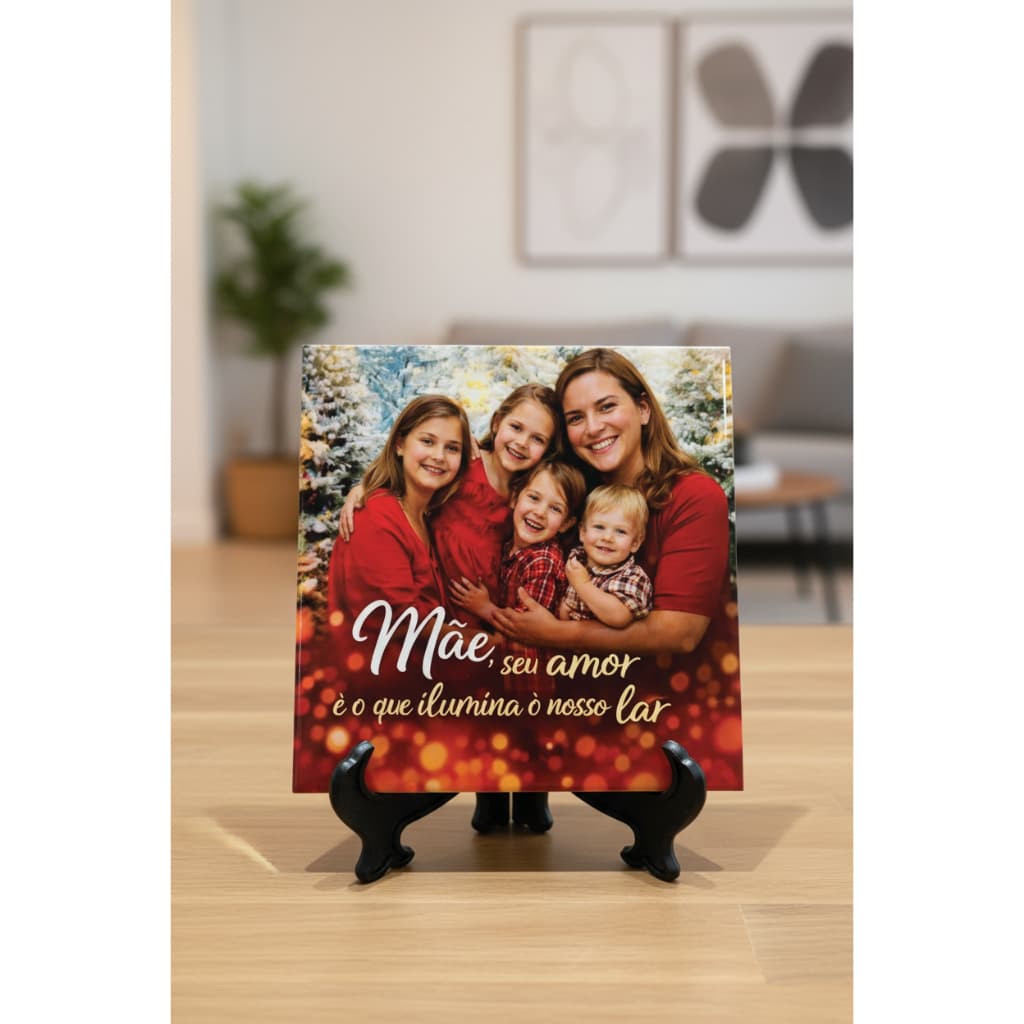 Azulejo Personalizado Dia das Mães com Foto e Frase Exclusiva - Presente Criativo Cerâmica Premium