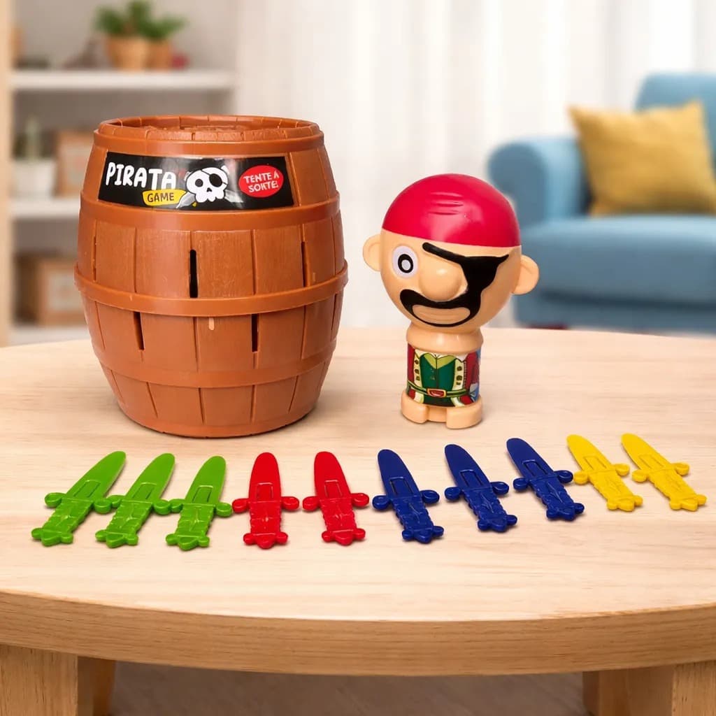 Jogo Pula Pirata Infantil 16 Espadas Brinquedo Diversão Família Criança Festa Presente Menino Menina