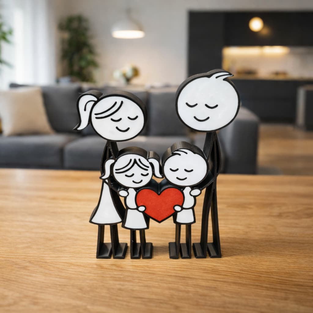 Enfeite Família com Coração 3D Personalizado – Decoração Presente Dia das Mães | Dia dos Pais